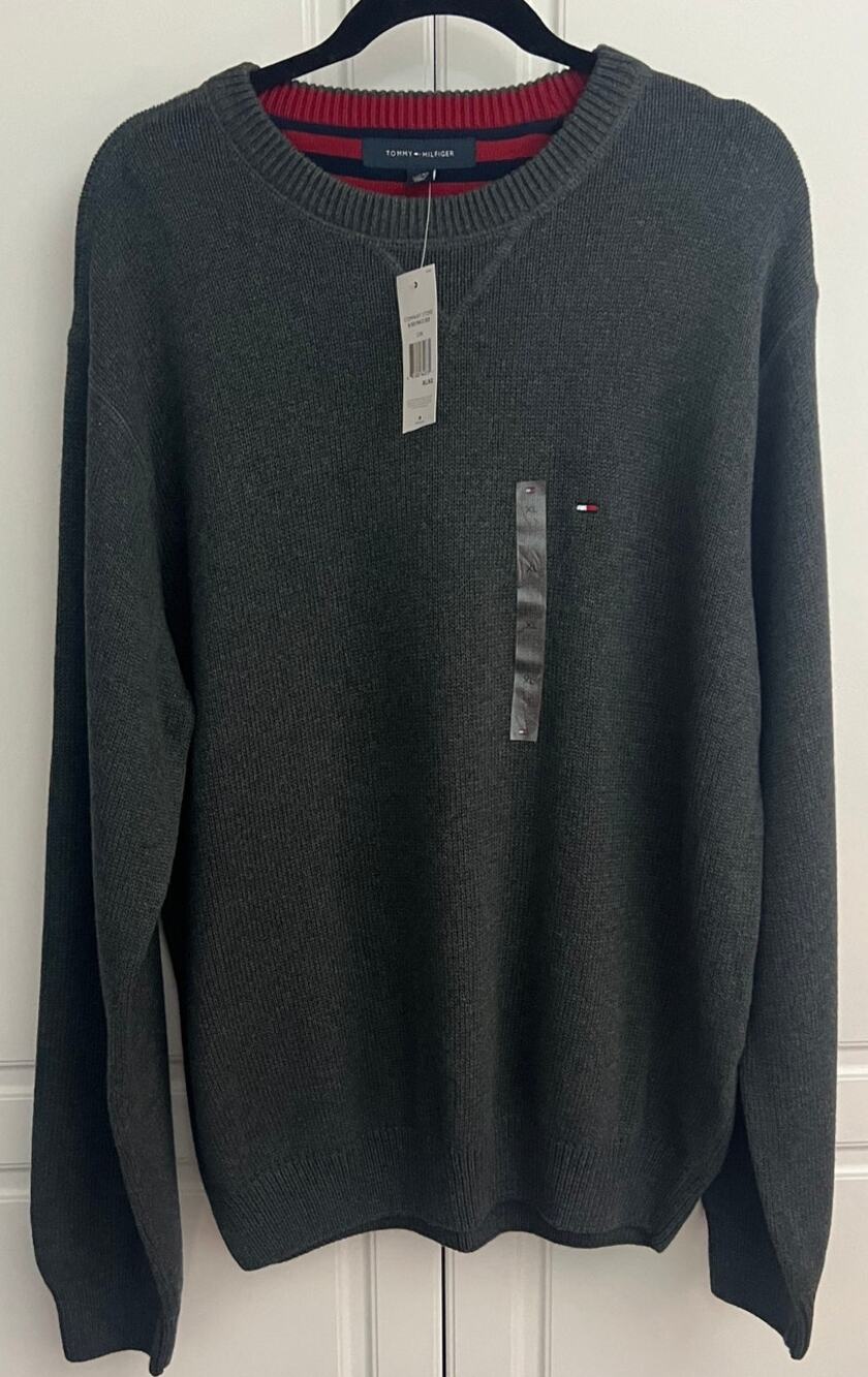 Tommy Hilfiger Men's Charcoal Gray Crewneck Sweater 100% Cotton Size XL NWT